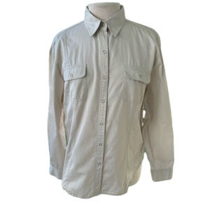 Chicos Platinum Beige Size 2/Large (12) Shirt Snap Up Long Sleeve Safari Top